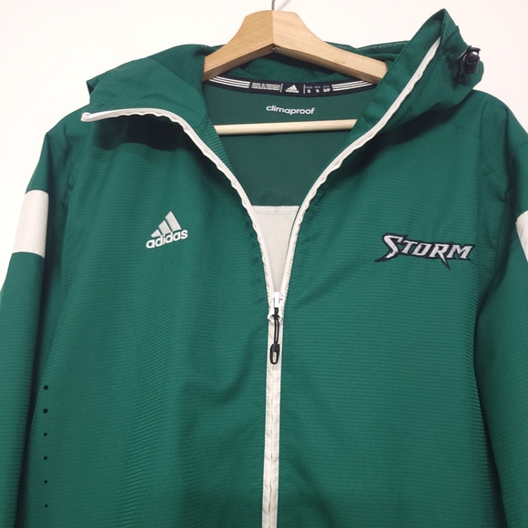 MEN ADIDAS OUTDOOR CLIMAPROOF WATER PROOF BREATHABLE JACKET HOODED GREEN - Picture 2 of 12